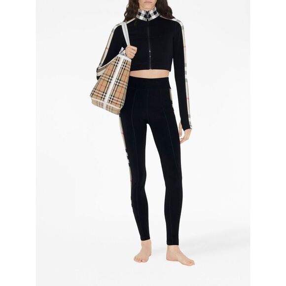 Burberry Women Check Motif Cropped Sweatshirt - Picture 3 of 4